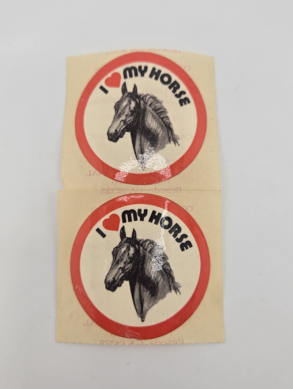 (2) Vintage Royal International "I Love My Horse" Stickers